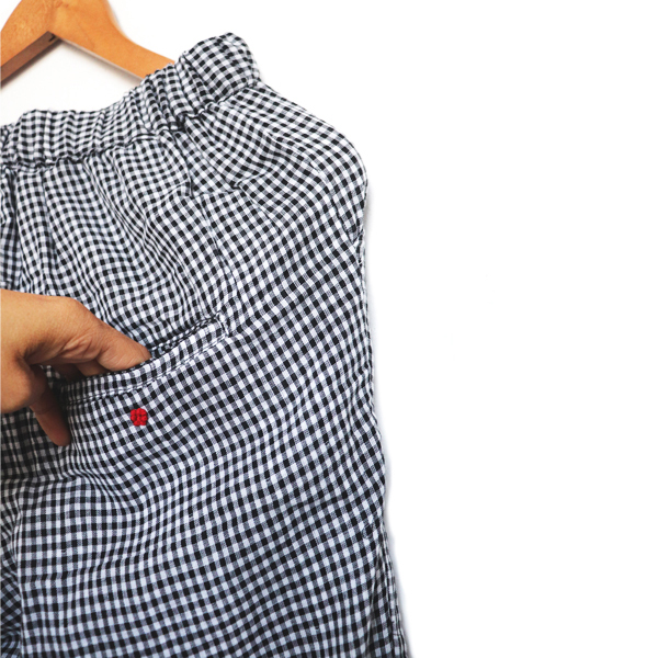 Kirgiti's ' Double Weave Organic Cotton and Hand Embroidered Black Checkered Comfort Fit Pants - image 4
